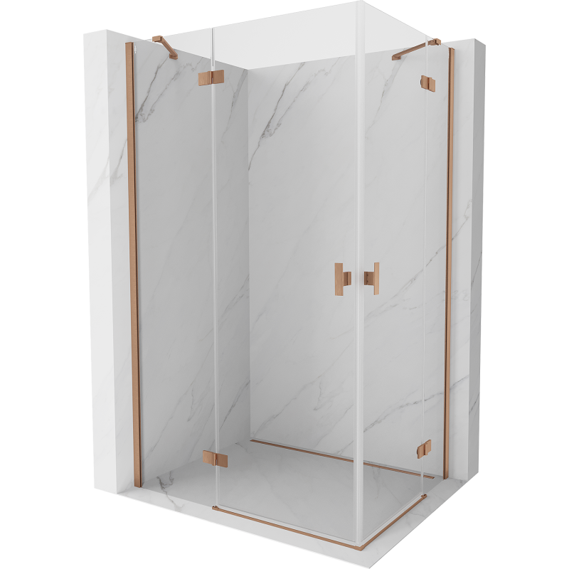 Mexen Mist-H Duo Left Hinged Shower Enclosure 100 x 85 cm, Transparent, Brushed Copper - 8A5-100L-085P-65-00