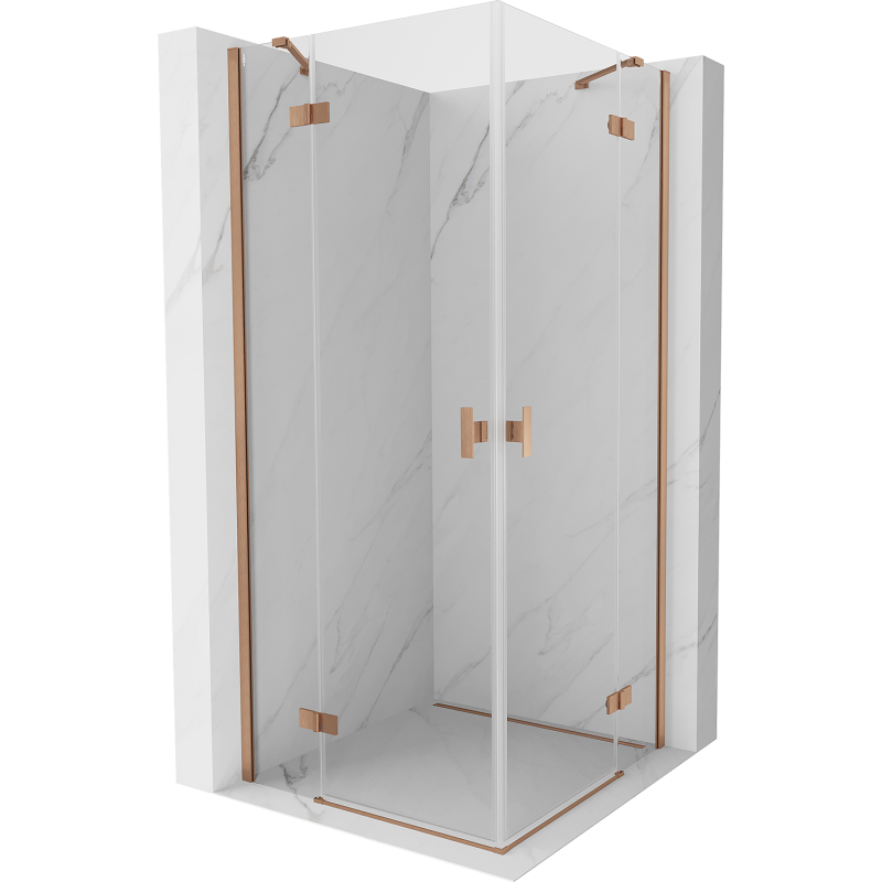Mexen Mist H Duo Duschkabine schwenkbar 90 x 90 cm, transparent, gebürstetes Kupfer - 8A5-090L-090P-65-00
