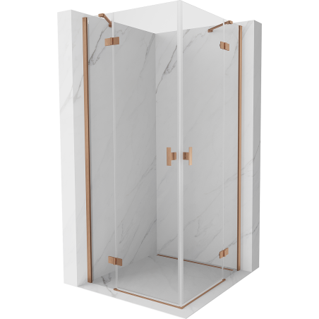 Mexen Mist H Duo Duschkabine schwenkbar 90 x 90 cm, transparent, gebürstetes Kupfer - 8A5-090L-090P-65-00