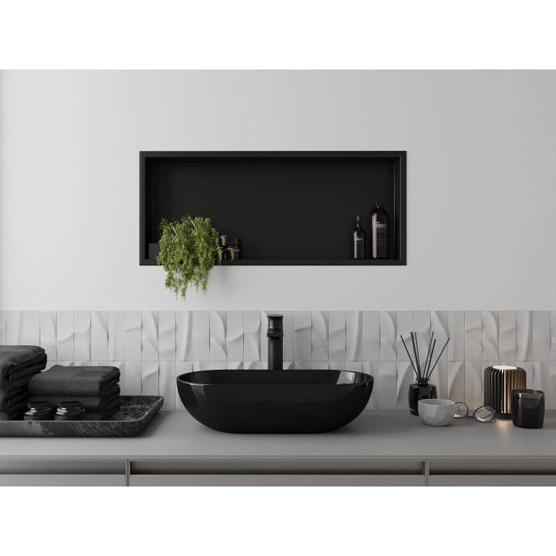 Mexen X-Wall-R étagère encastrée avec rebord 75 x 30 cm, noire - 1970753010