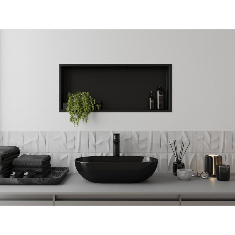 Mexen X-Wall-R ripiano ad incasso con flange 75 x 30 cm, nero - 1970753010