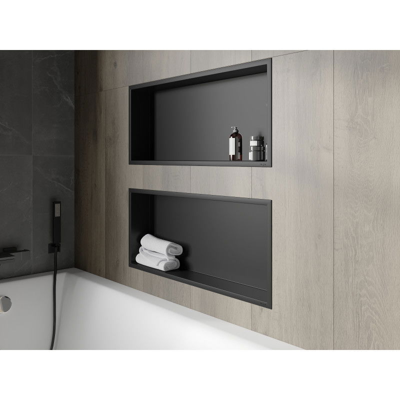 Mexen X-Wall-R nischhylla med krage 75 x 30 cm, svart - 1970753010