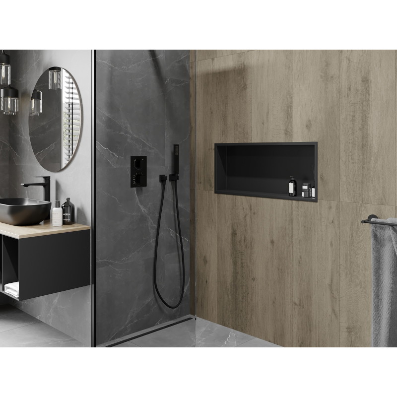Mexen X-Wall-R étagère encastrée avec collerette 75 x 30 cm, noir - 1970753010
