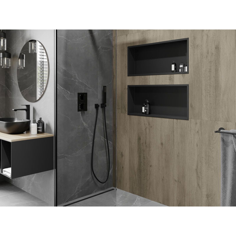 Mexen X-Wall-R estante empotrado con reborde 75 x 30 cm, negro - 1970753010