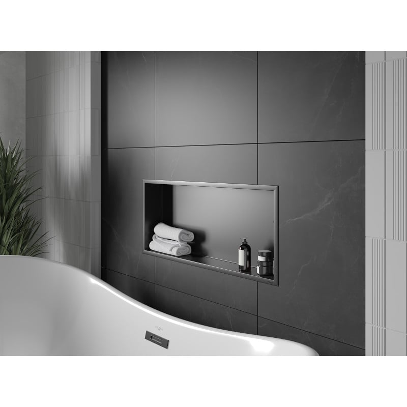 Mexen X-Wall-R inbouwplank met flens 75 x 30 cm, zwart - 1970753010