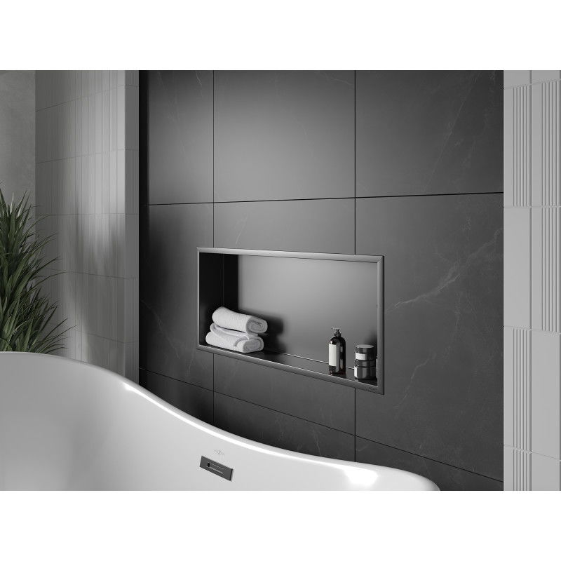 Mexen X-Wall-R recessed shelf with flange 75 x 30 cm, black - 1970753010