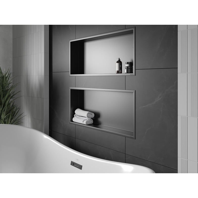 Mexen X-Wall-R Nischenregal mit Flansch 75 x 30 cm, schwarz - 1970753010