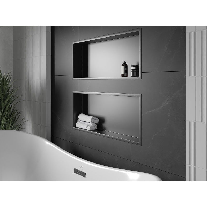 Mexen X-Wall-R nischhylla med krage 75 x 30 cm, svart - 1970753010