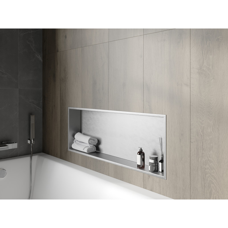 Mexen X-Wall-R Nis planks met flens 90 x 30 cm, inox - 1910903010