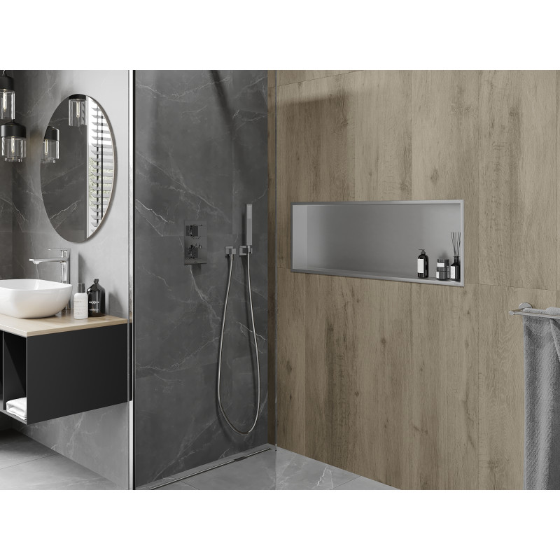 Mexen X-Wall-R Nischenregal mit Flansch 90 x 30 cm, Inox - 1910903010
