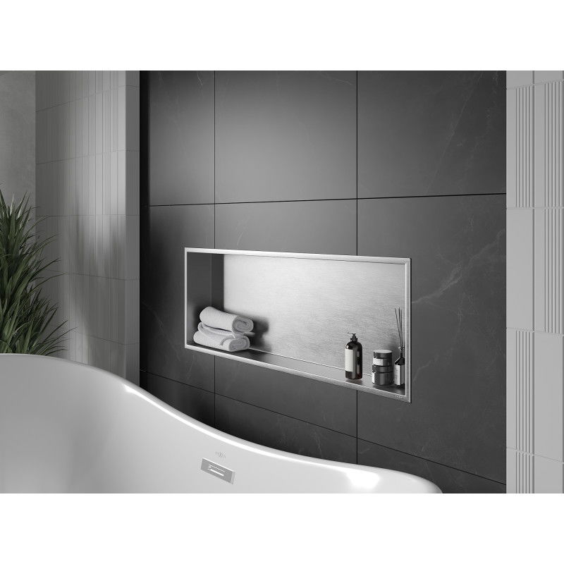 Mexen X-Wall-R étagère encastrée avec rebord 90 x 30 cm, inox - 1910903010