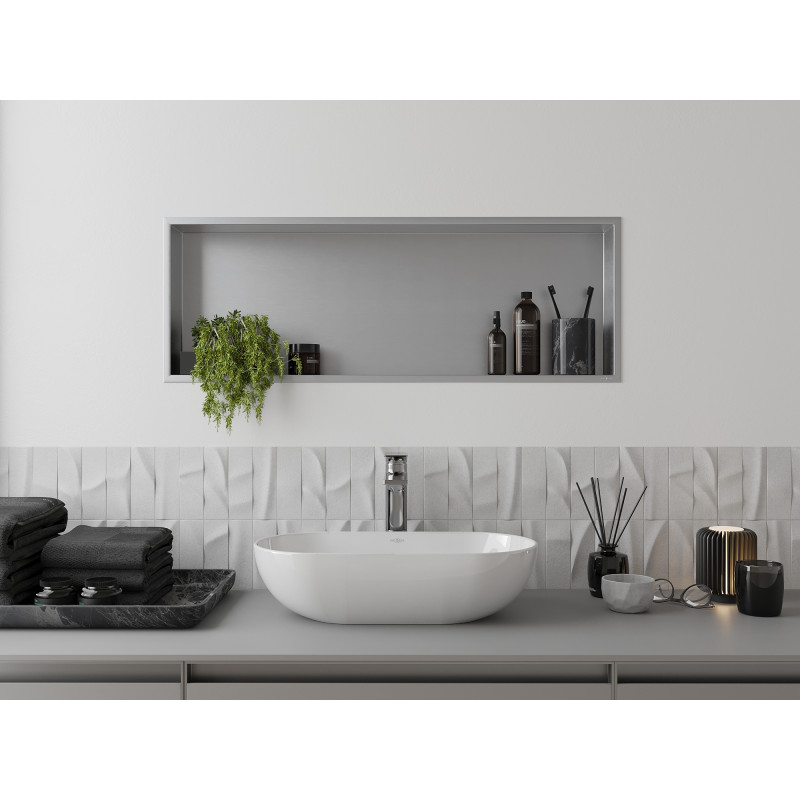 Mexen X-Wall-R Nis planks met flens 90 x 30 cm, inox - 1910903010