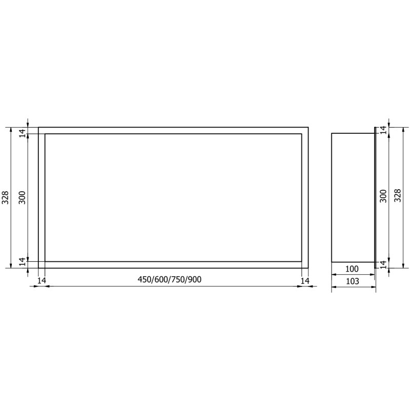 Mexen X-Wall-R niššriiul äärisega 90 x 30 cm, valge - 1920903010