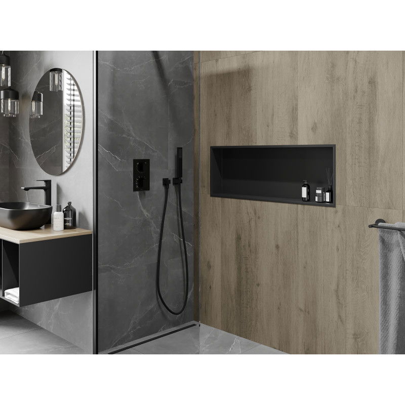Mexen X-Wall-R nischhylla med krage 90 x 30 cm, svart - 1970903010