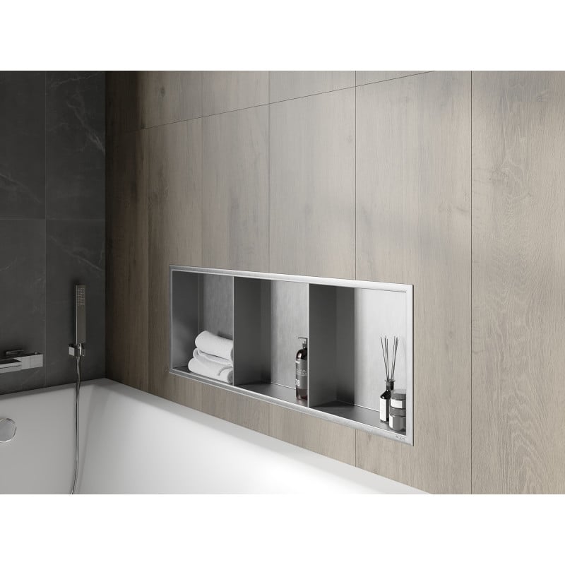 Mexen X-Wall-R półka wnękowa z kołnierzem i półką 90 x 30 cm, inox - 1910903010S