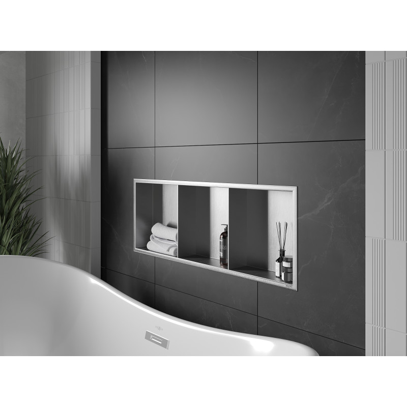 Mexen X-Wall-R niche plank met kraag en plank 90 x 30 cm, inox - 1910903010S
