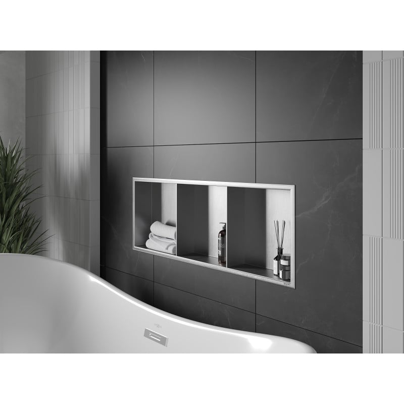 Mexen X-Wall-R półka wnękowa z kołnierzem i półką 90 x 30 cm, inox - 1910903010S