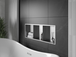 Mexen X-Wall-R étagère encastrée avec collerette et étagère 90 x 30 cm, inox - 1910903010S