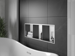 Mexen X-Wall-R Nischenregal mit Flansch und Regal 90 x 30 cm, Inox - 1910903010S
