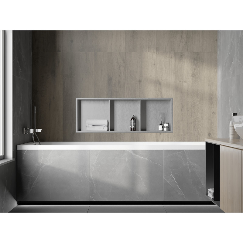 Mexen X-Wall-R étagère encastrée avec collerette et tablette 90 x 30 cm, inox - 1910903010S