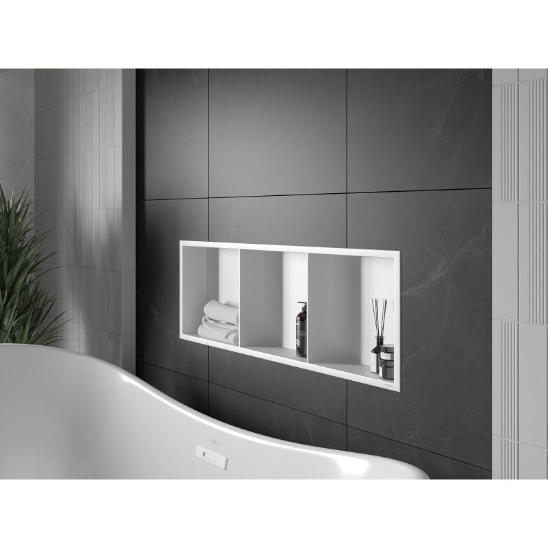 Mexen X-Wall-R nišas plaukts ar apkakli un plauktu 90 x 30 cm, balts - 1920903010S