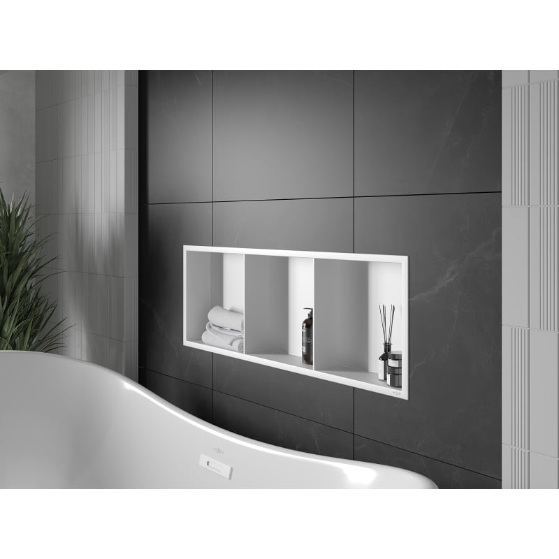 Mexen X-Wall-R Nischenregal mit Flansch und Regal 90 x 30 cm, weiß - 1920903010S