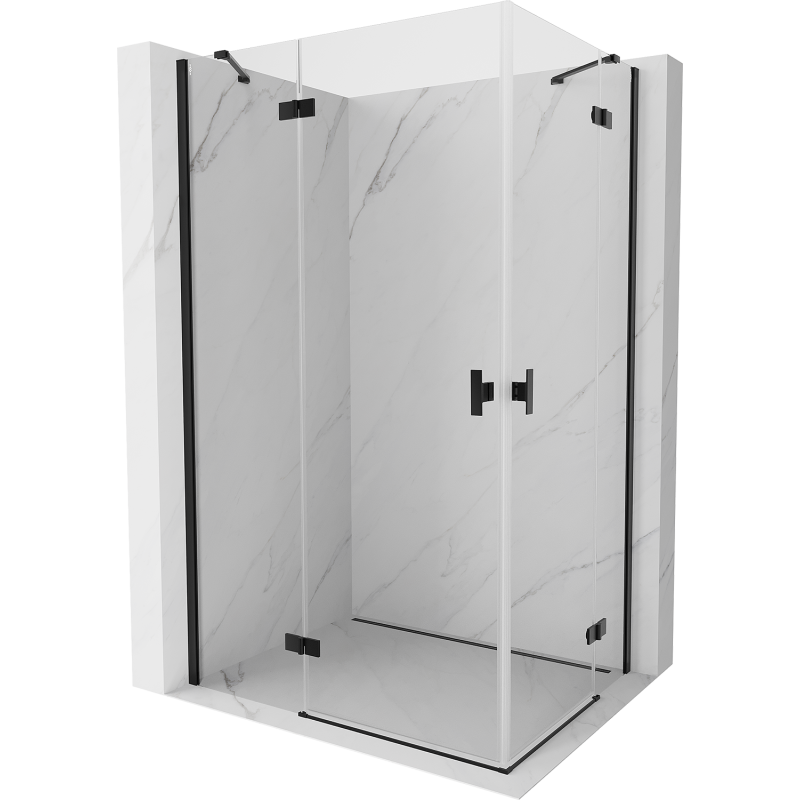 Mexen Mist-H Duo cabine de douche pivotante gauche 105 x 75 cm, transparente, noire - 8A5-105L-075P-70-00