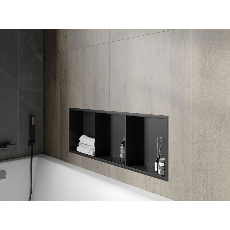 Mexen X-Wall-R mensola a nicchia con flangia e mensola 90 x 30 cm, nera - 1970903010S