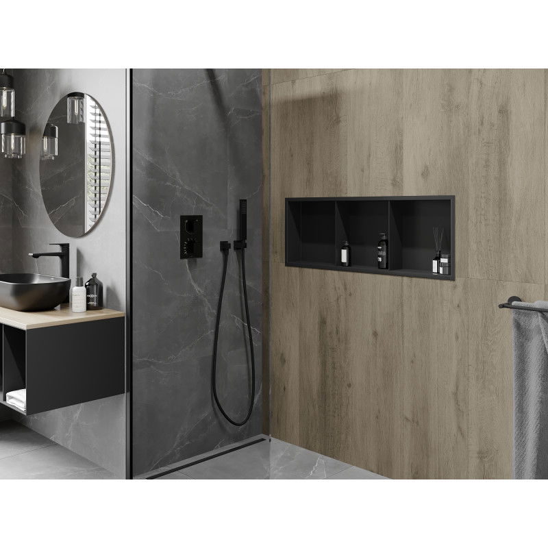 Mexen X-Wall-R estante empotrado con reborde y estante 90 x 30 cm, negro - 1970903010S
