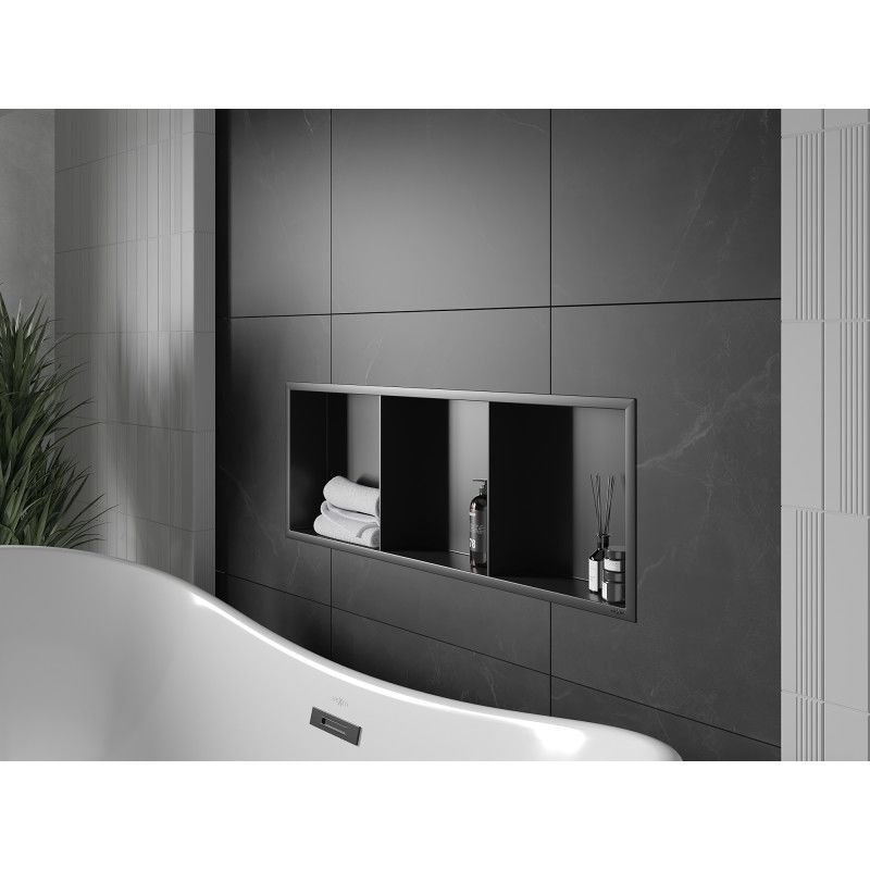 Mexen X-Wall-R mensola a nicchia con flangia e mensola 90 x 30 cm, nera - 1970903010S