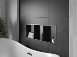Mexen X-Wall-R Nischenregal mit Flansch und Regal 90 x 30 cm, schwarz - 1970903010S