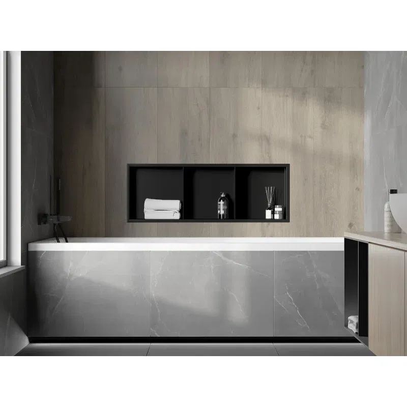 Mexen X-Wall-R Nischenregal mit Flansch und Regal 90 x 30 cm, schwarz - 1970903010S