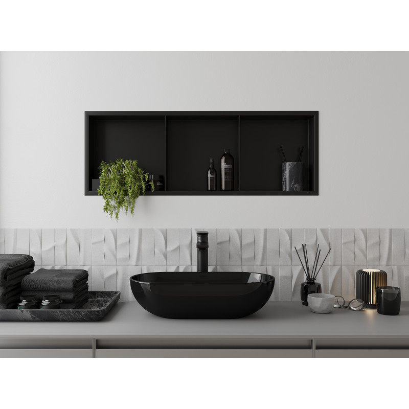 Mexen X-Wall-R étagère encastrée avec collerette et étagère 90 x 30 cm, noire - 1970903010S