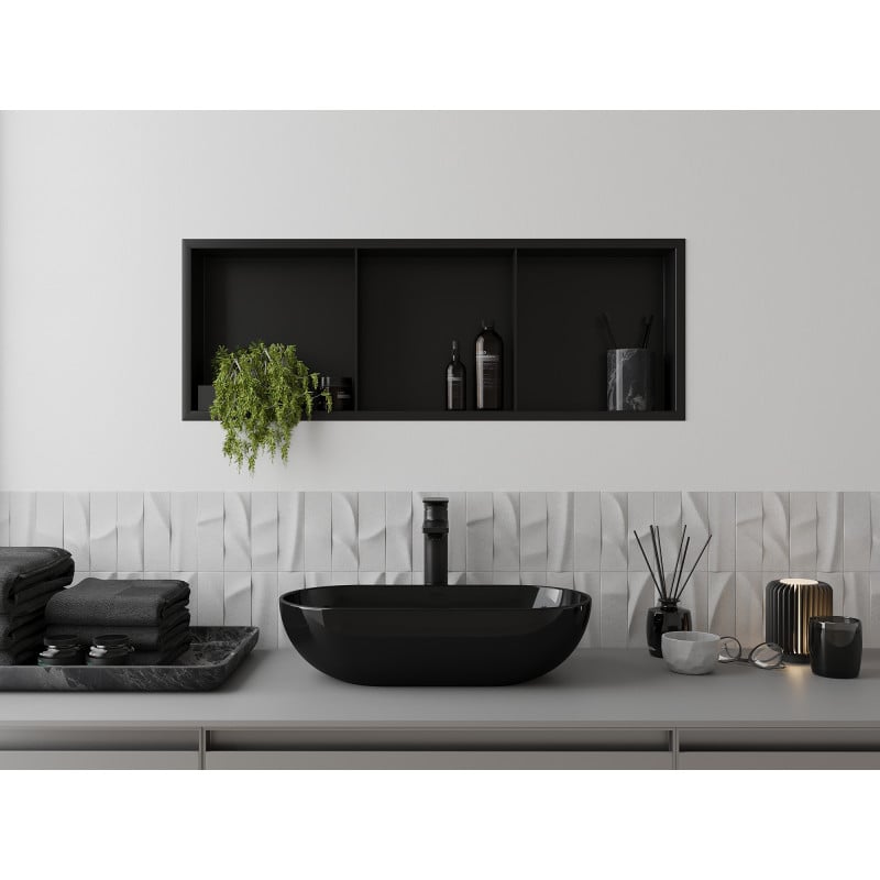 Mexen X-Wall-R étagère encastrée avec rebord et étagère 90 x 30 cm, noire - 1970903010S