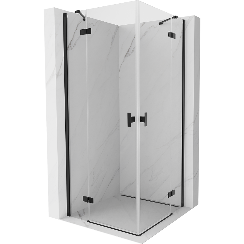 Mexen Mist H Duo Duschkabine, schwenkbar, 110 x 110 cm, transparent, schwarz - 8A5-110L-110P-70-00