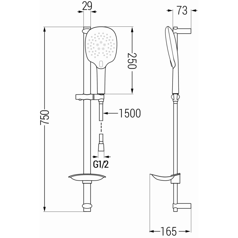 Mexen DB22 adjustable shower set, chrome - 785224584-00