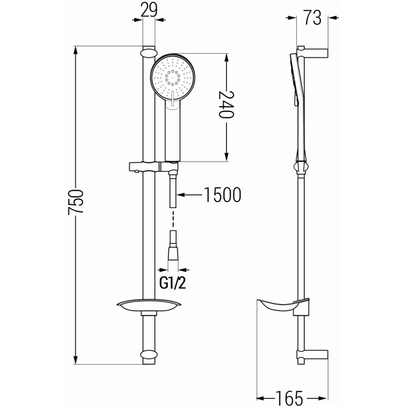 Mexen DB40 sliding shower set, black - 785404584-70
