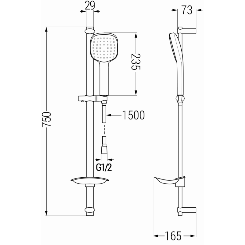 Mexen DB33 Duschset verschiebbar, schwarz - 785334584-70