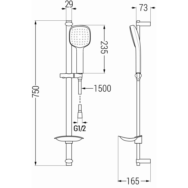 Mexen DB33 schiebbares Duschset, schwarz - 785334584-70