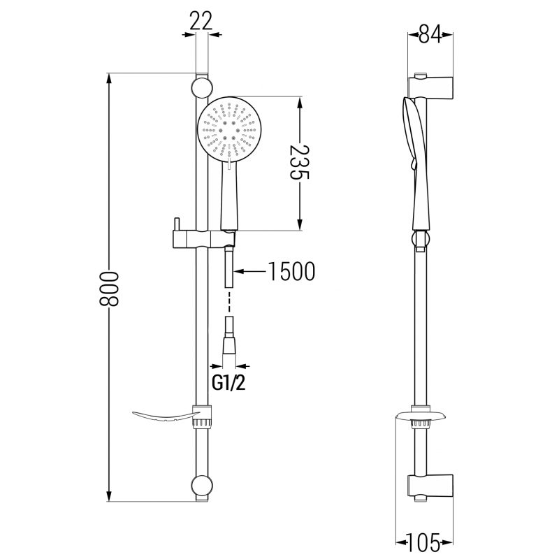 Mexen DF67 glidande duschset, krom - 785674582-00