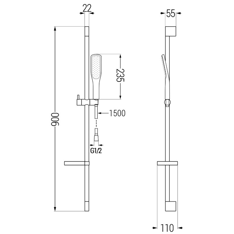 Mexen DS49 duši komplekt, must/kuldne - 785494583-57