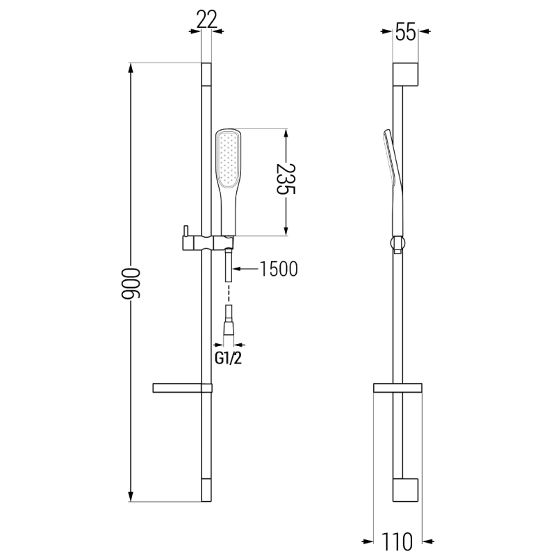 Mexen DS49 glijdende doucheset, zwart/goud - 785494583-57