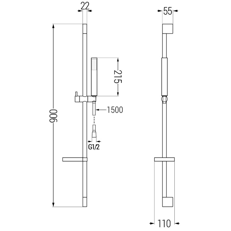 Mexen DS77 verschiebbares Duschset, Chrom - 785774583-00