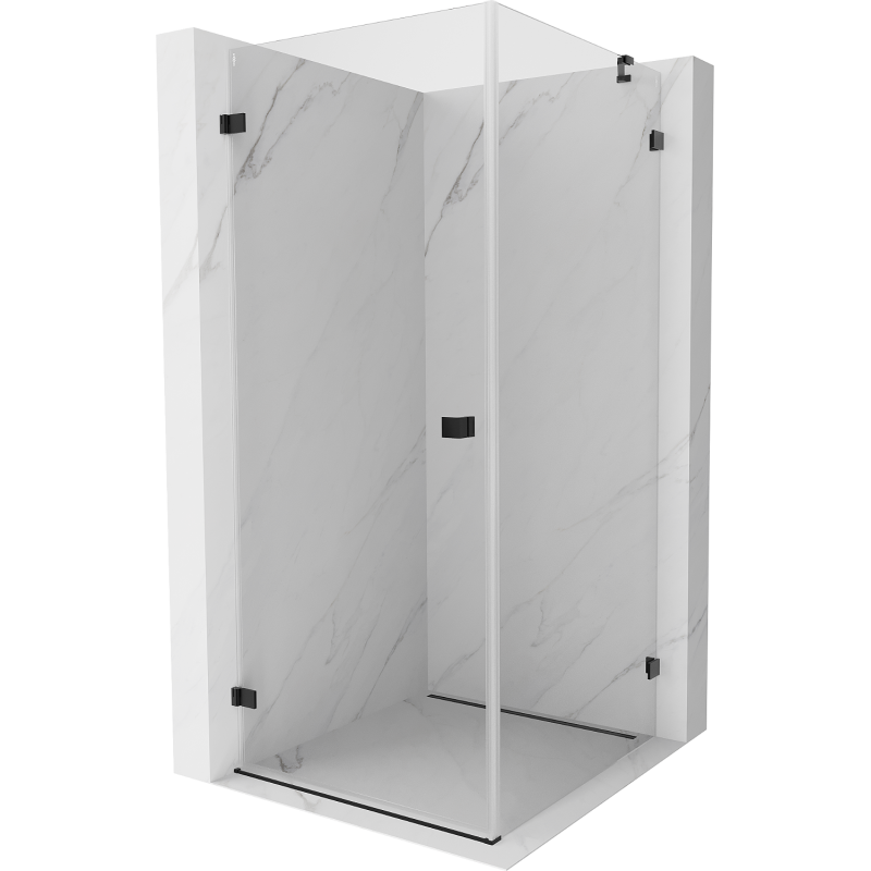 Mexen Lunar-B douchecabine scharnierend links 70 x 70 cm, transparant, zwart - 832-070-070-70-00-L