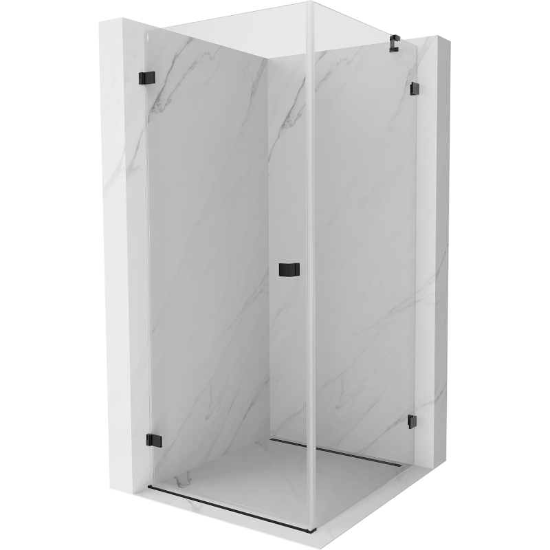 Mexen Lunar-B Hinged Shower Enclosure Left 70 x 70 cm, Transparent, Black - 832-070-070-70-00-L