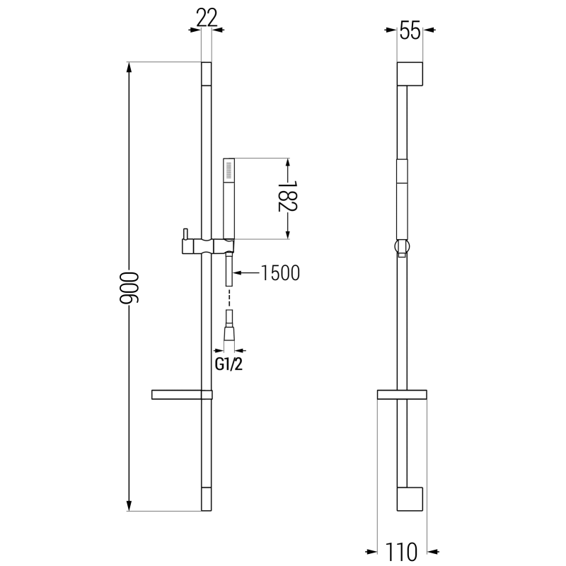Mexen DS70 sliding shower set, black - 785704583-70