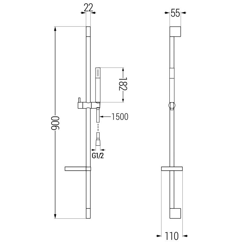 Mexen DS70 zestaw prysznicowy suwany, czarny - 785704583-70