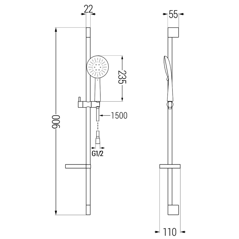 Mexen DS67 liukuva suihkusarja, kromi - 785674583-00