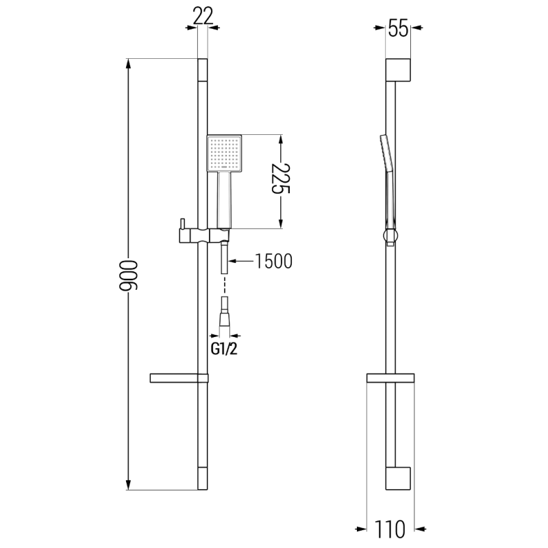 Mexen DS45 doucheset schuif, chroom - 785454583-00