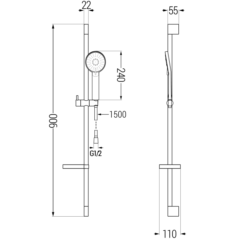 Mexen DS40 conjunto de ducha deslizante, negro - 785404583-70